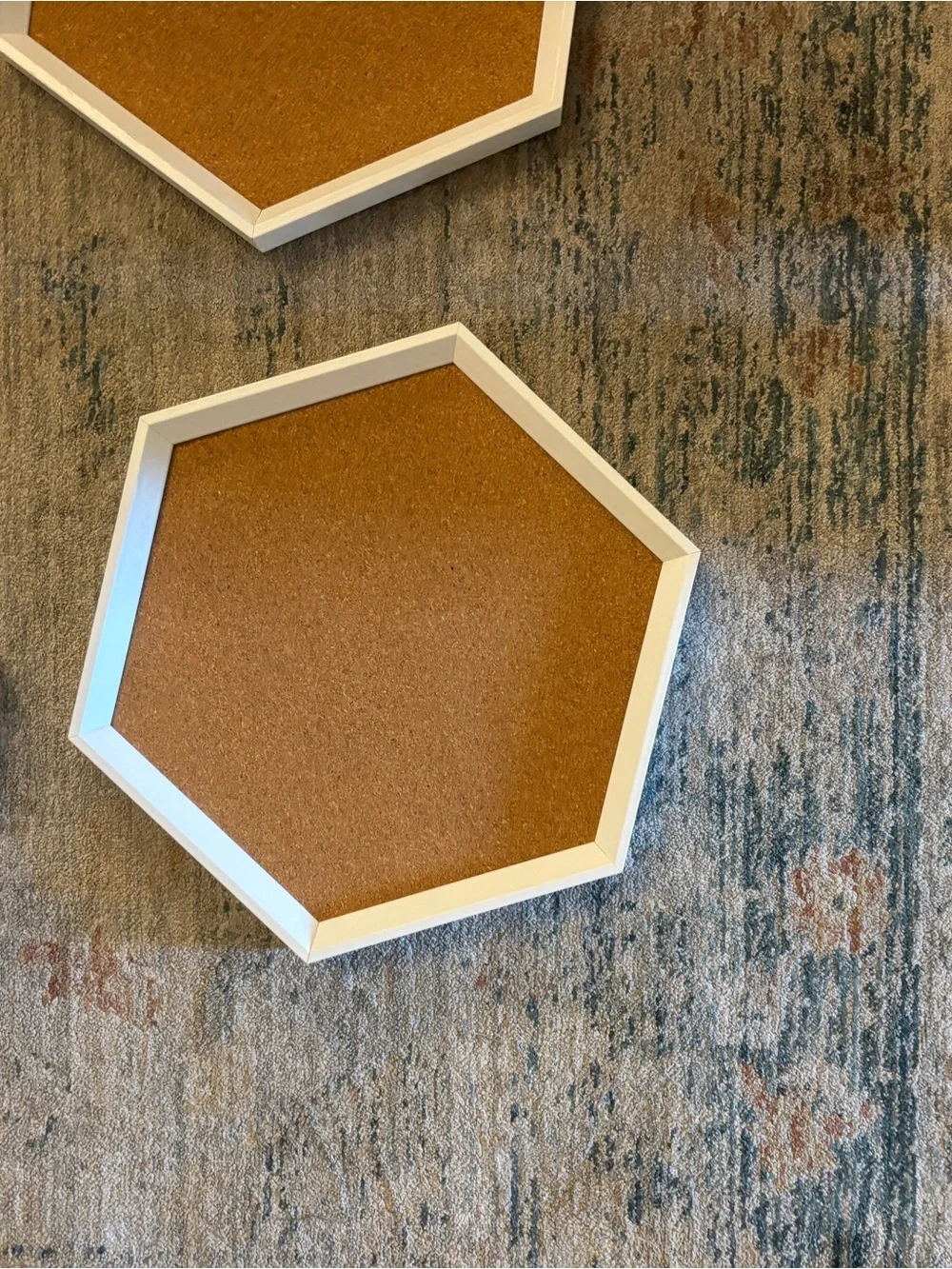 Target White Framed Hexagon Cork Wall Hooks - Brown Cork Set of 4
